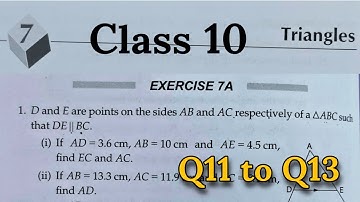 Class 10 Ex 7A Triangles Q11 to Q13 | CBSE | RS Aggarwal | Rajmith