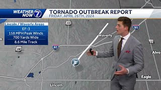 How long were all of the tornadoes on the ground during last week's outbreak?