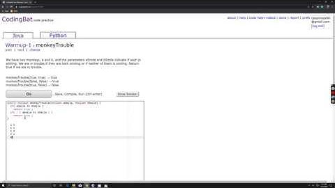 CodingBat Warmup-1: monkeyTrouble