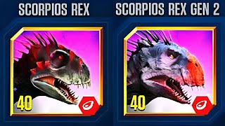 SUPER BATTLE SCORPIOS REX VS SCORPIOS REX GEN 2 | JURASSIC WORLD THE GAME