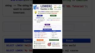 LOWER() Function in SQL#shorts #shortvideo #sqlserver#technology #information#sqlforbeginners #skill