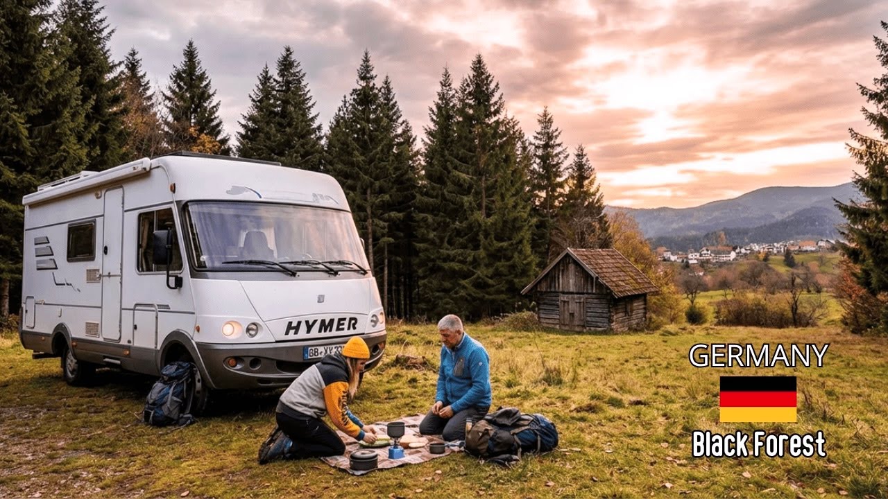 Уютный кемпинг в Шварцвальде 🇩🇪 | Ретро автодом | No Talking | ASMR