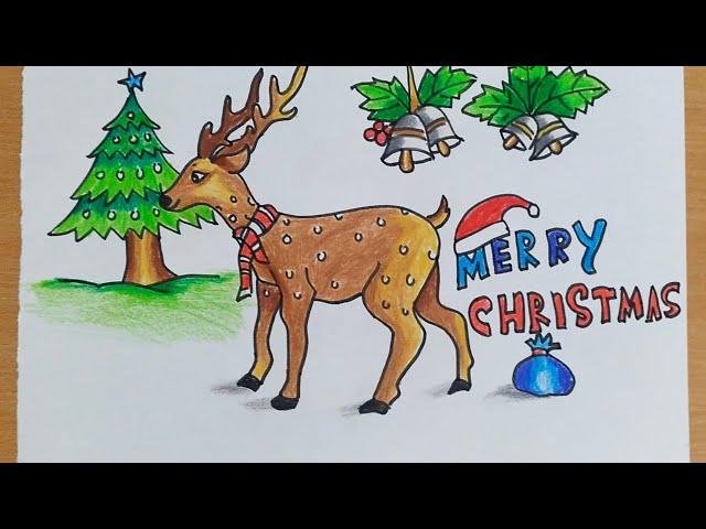 Christmas Deer Drawing PNG Transparent Images Free Download | Vector Files  | Pngtree