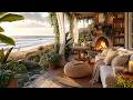Peaceful Beach Cottage Morning Ocean Waves Birdsong Crackling Fire 