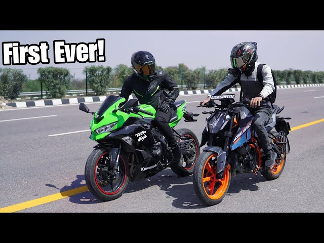 Ninja ZX-25R VS 2024 Duke 390 | First Time on Youtube! class=