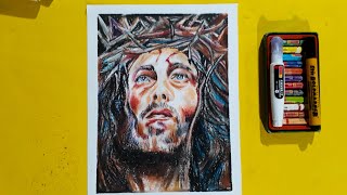 jesus drawing with oil pastels ll Oil pastel creyon #jesus #christ #jesuschrist #easyart