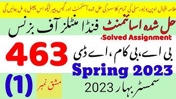 aiou 463 solved assignment spring 2023|aiou solved assignment code 463 spring 2023