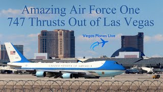 Amazing Air Force One 747-200 Thrusts Out of Las Vegas w/ Special Guest KLM caught in ground stop!