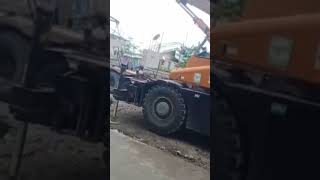 Fuso Self Loader Truck Kobelco RK160-2 Rough Terrain Crane Installing Box Culvert