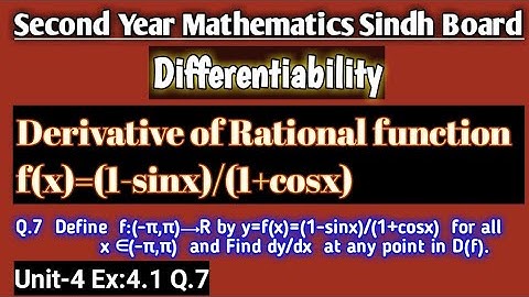 Derivatives | How to find the derivatives of Rational functions | Differentiability in Mathematics