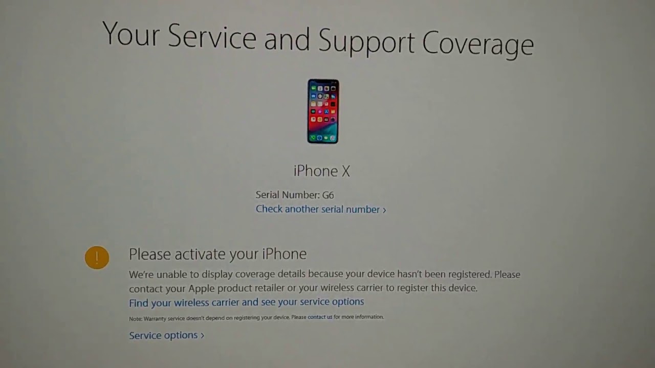 What Warranty Page shows on Iphone if you haven't Activated phone