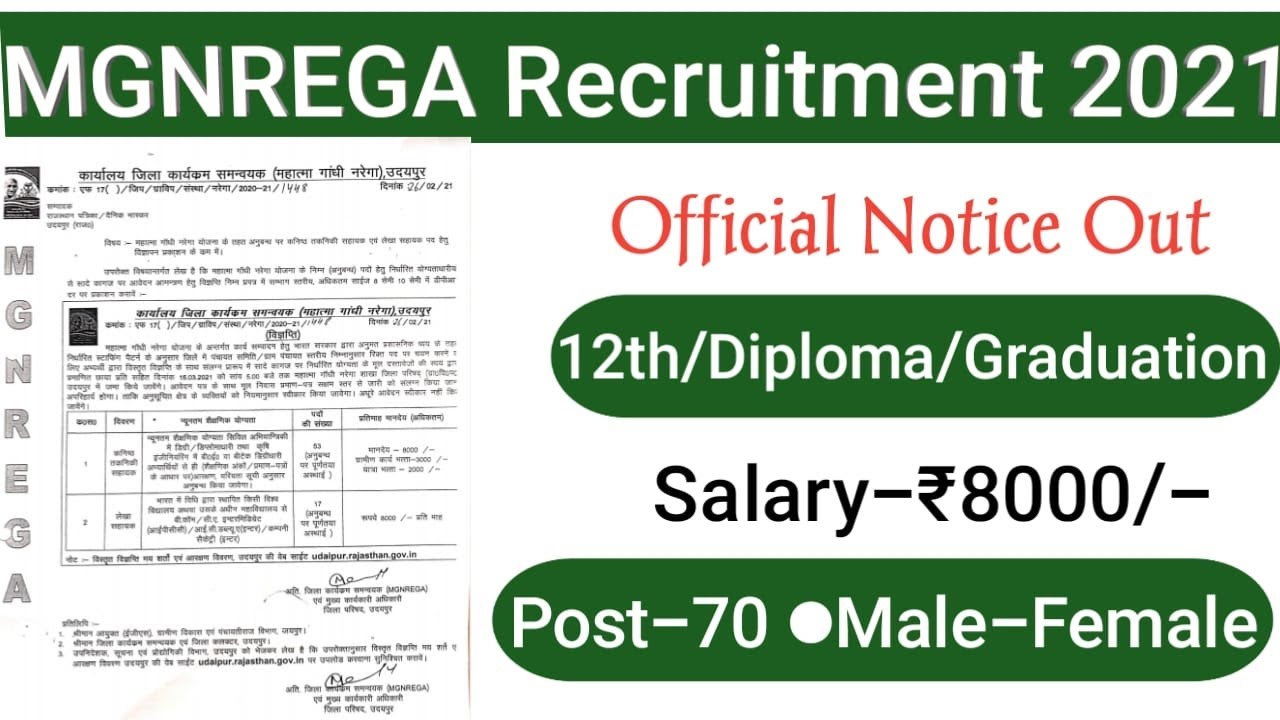 MGNREGA Recruitment 2021 MGNREGA Vacancy 2021 Govt Job मनरेगा