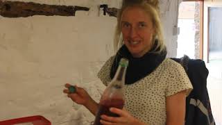 Stef in the Treflach teaching kitchen, making cordials - an intro to the PDC
