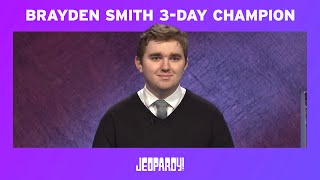 Brayden Smith Jeopardy 3-Day Champion Winners Circle JEOPARDY