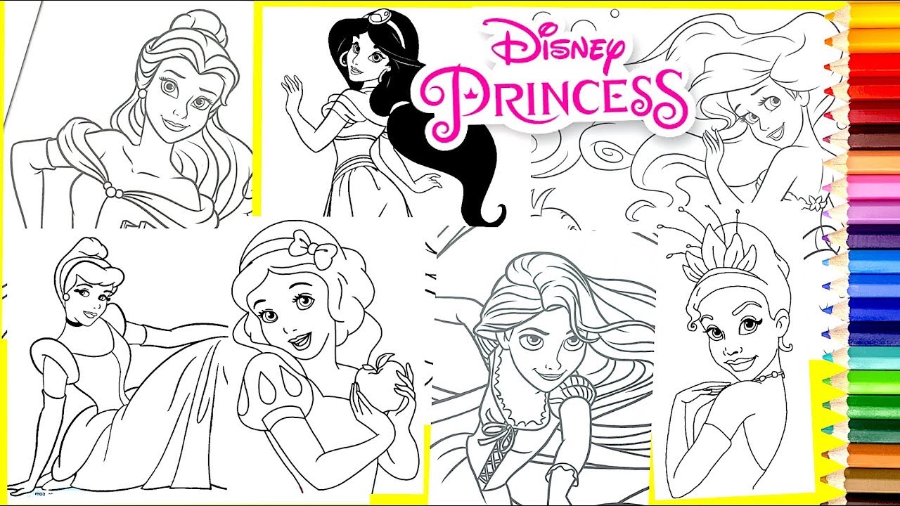 Disney Princess Cinderella Ariel Jasmine Snow White & More Coloring ...