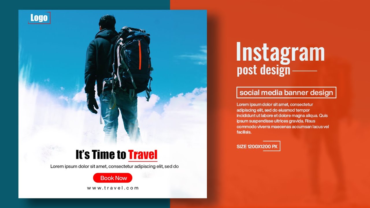 Travel Banner Instagram Post Design In Photoshop Youtube