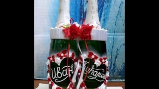 мастер класс. Декор свадебных бутылок ./ Master-class wedding champagne. мастер класс. Декор свадебных бутылок ./ Master-class wedding champagne.
