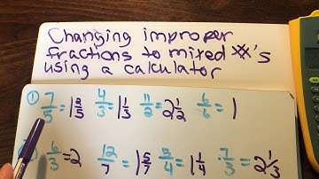 Changing improper fractions to mixed numbers using a calculator.