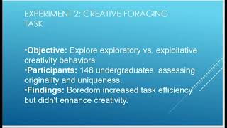 Oral Presentation - The Interplay Between Boredom and Creativity: Exploring the Unexpected Link