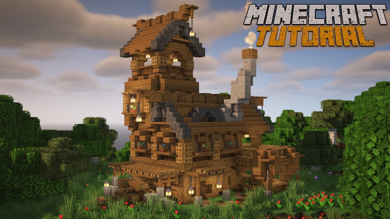 Minecraft Tutorial | How To Build a Large Wooden House [Timelapse ...