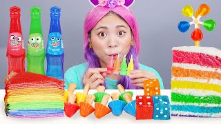 Kẹo chai sáp sô cô la cầu vồng Mukbang DONA