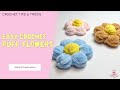 Crochet puff flower  easy tutorial  hobbiicom chenille yarn crochetflower