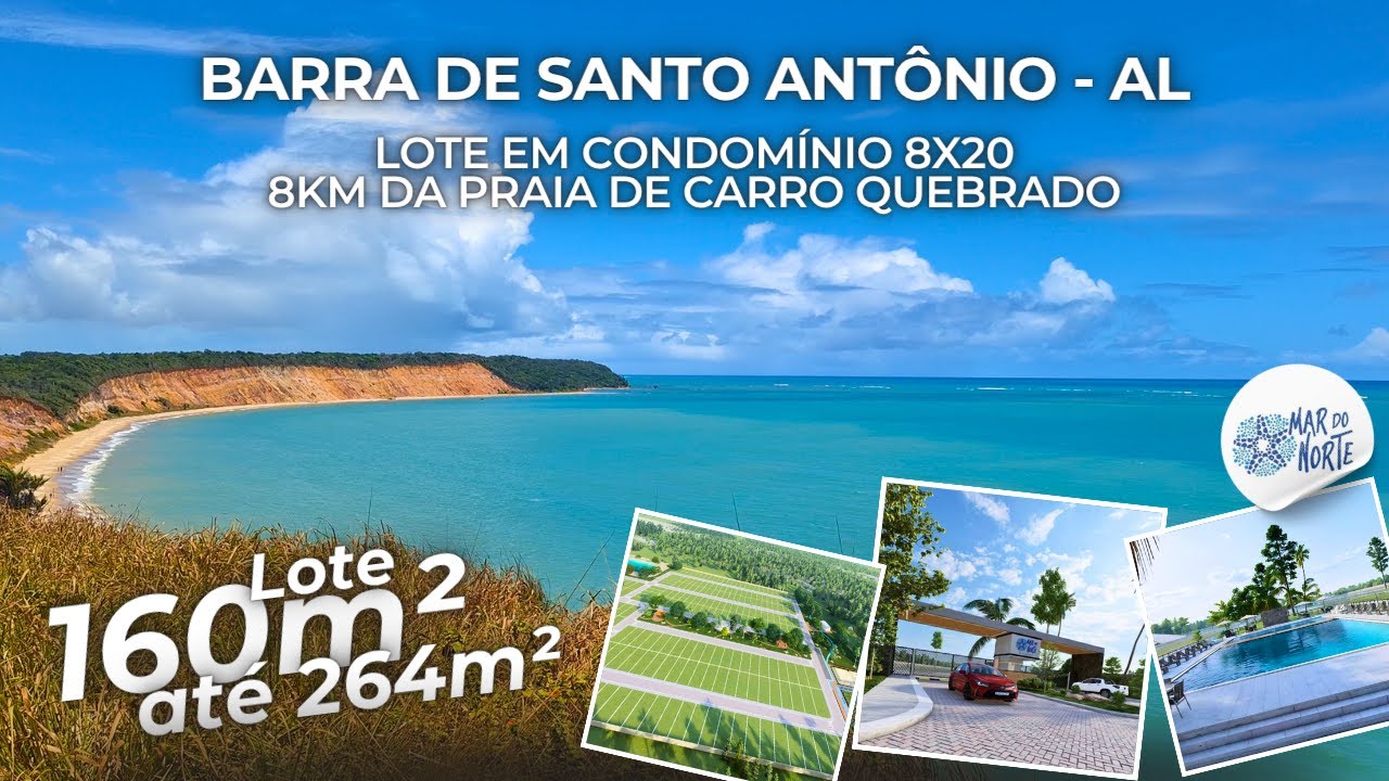 Lote em Condomínio 8x20 - Mar do Norte Residence - 5 minutos da Praia da Barra de Santo Antônio - AL