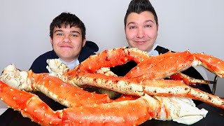 My Little Brother Tries King Crab Legs For The First Time • MUKBANG