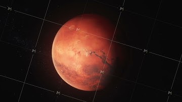 Realistic 3D animation of Mars rotating in dark outer space