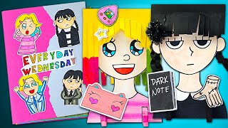 Waktu Sekolah Bersama Wednesday! Buku Bermain Hitam VS Pelangi || DIY Seru! πΈοΈπ¦