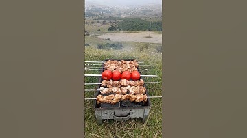 Grilling Juicy Chicken Kebab in the Cool Mountain Breeze | Outdoor Cooking in Nature