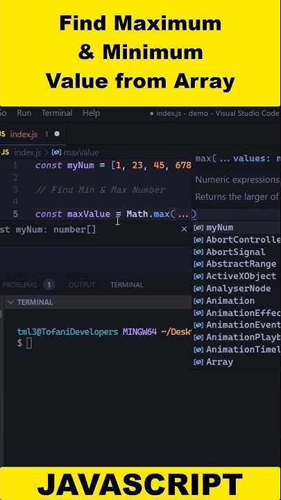 FIND MIN AND MAX VALUE FROM ARRAY 🔥 #javascript #shorts #programming # ...