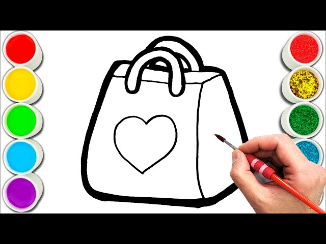 How to draw a suitcase step by step easily, painting and coloring a cute  luggage for kids
