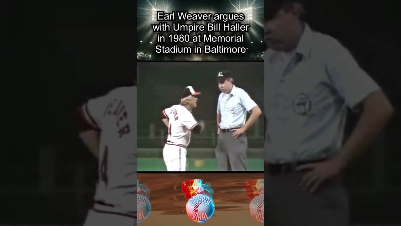 Earl Weaver argues with Umpire Bill Haller in 1980 at Memorial Stadium in Baltimore