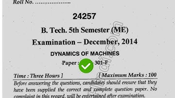 2014 Mdu BTech ME 5th Sem Dynamics of Machine Question Paper