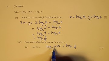 Test on Laws of Logrithms and Combining them Trinity College Test