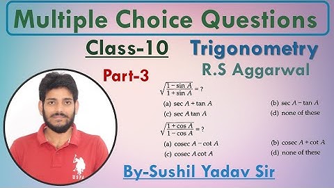 #Trigonometry_Class10_MCQ Trigonometry| Class10| R.S Aggarwal| MCQ| CBSE|UP.Board| ICSE| Part 3