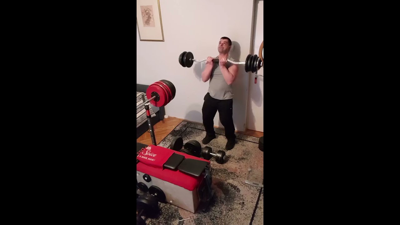 Close grip 55 kg (121 lbs) bicep and OHP, bodyweight 87.9