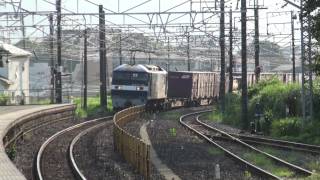 JR東海道線 貨物列車(EF210-148+コキ24両) 真鶴駅通過