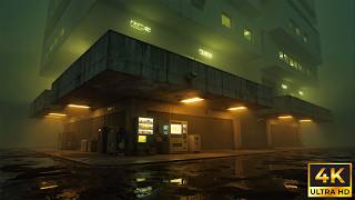 Abandoned Market at Night 🌃 Cyberpunk Ambience for Soft of Rain & Sleep | 4K screenshot 3