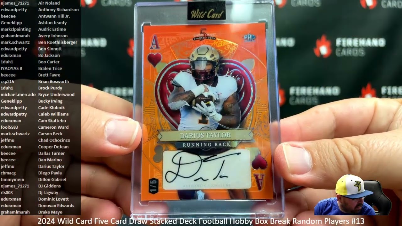 4/5/2026 2024 Wild Card Five Card Draw Stacked Deck Football Hobby Box Break Random Players #13