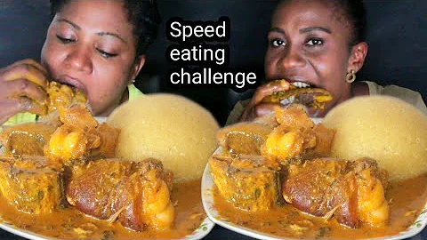 SPEED EATING CHALLENGE/ FUFU And OGBONO SOUP/ And COW LEG+ FISh/ AFRICA FOOD MUKBANG ASMR