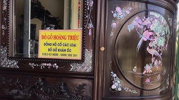 tủ chùa khảm ốc đỏ lửa vàng tranh phù dung chim trĩ cắt siêu nhỏ | khảm ốc đẹp Triệu Khảm Trai