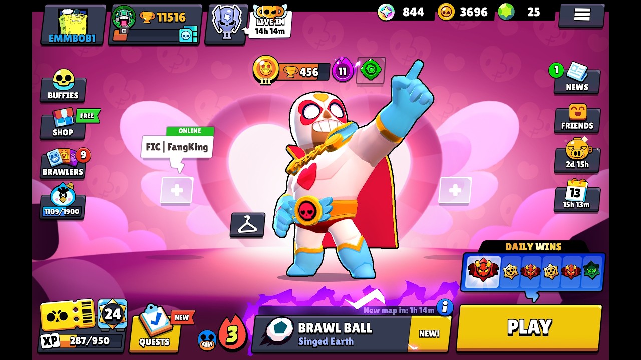 Today I'm playing brawl stars and I'm trying to complete a quest