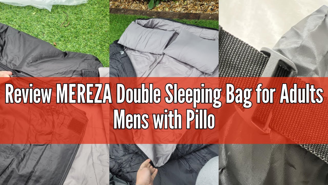 Review MEREZA Double Sleeping Bag for Adults Mens with Pillow, XL Queen Size Two Person Sleeping Bag