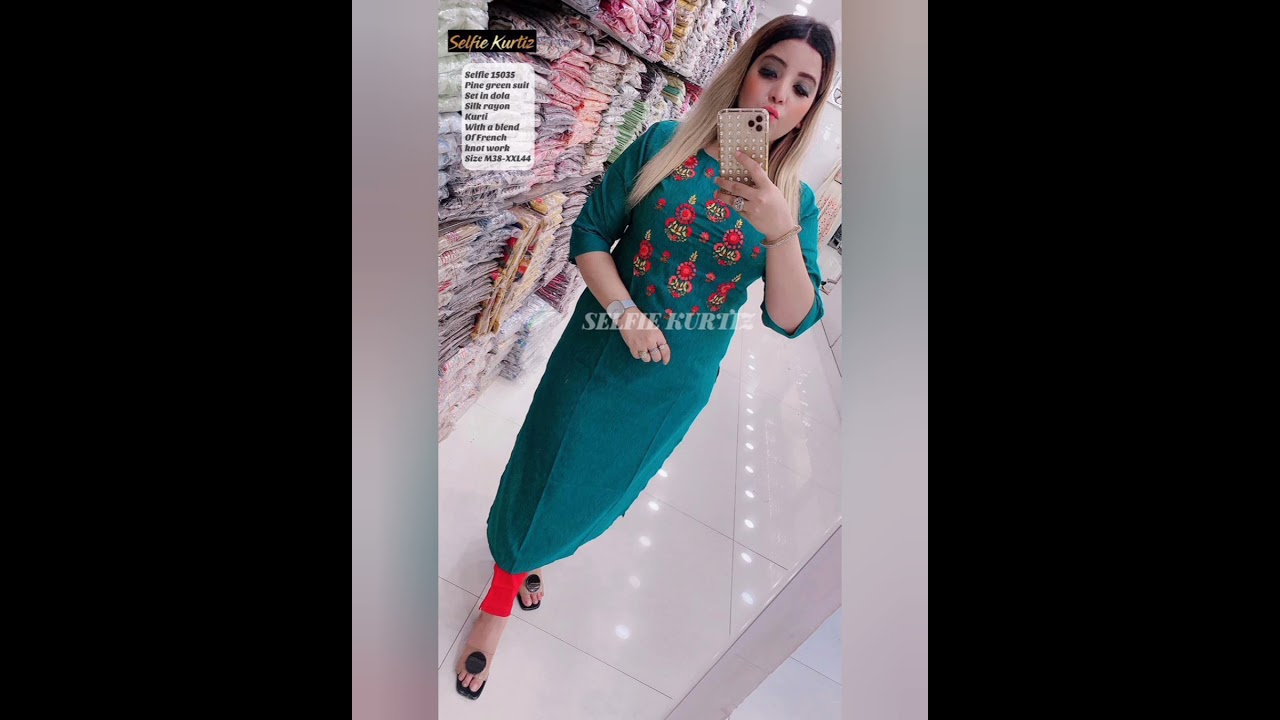 Buy Red Color Party Wear Rayon Selfie Stitched Kurti Design Online – Ville  Fashions