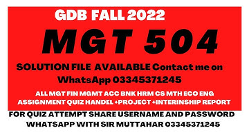 MGT 504 GDb solution fall 2022