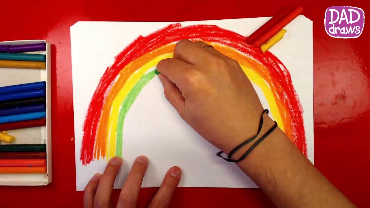 How to draw the Rainbow / oil pastel / art for kids - YouTube