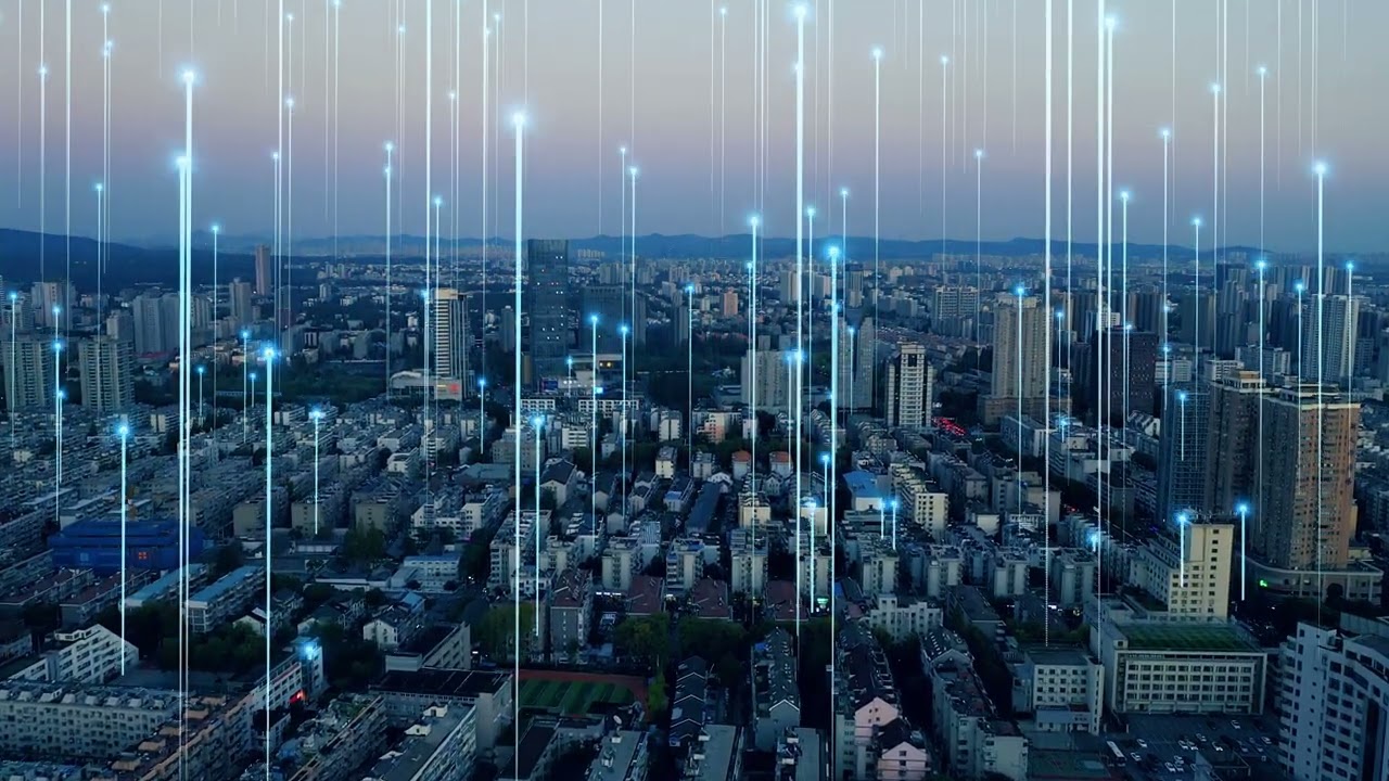 smart connected city skyline futuristic network 🌟 No Copyright Background | Video 4K Video (Ultra HD