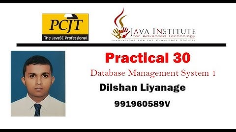 DBMS Question Session Task No 30 | 1st Year | Semester 01 | Java Institute | Dilshan Liyanage